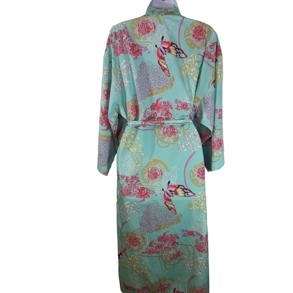 Natori private luxuries seafoam oriental print kimono robe